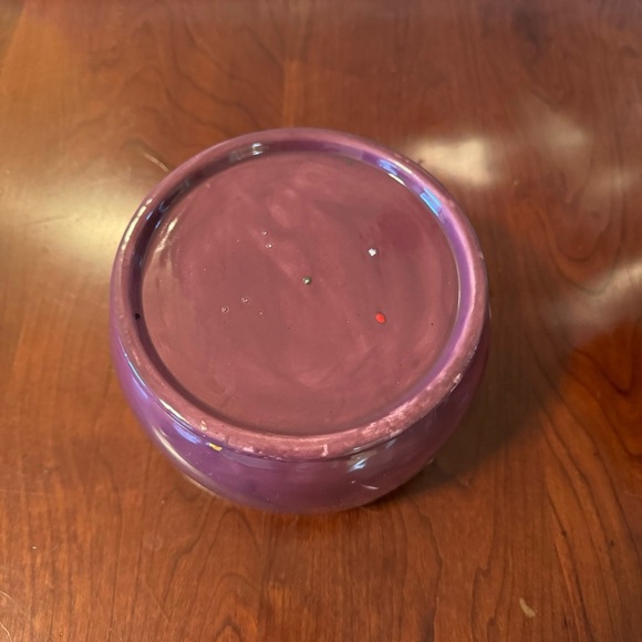 Handmade Ceramic Pottery Yarn Bowl Knitting Crochet. Purple w speckles - Picture 6 of 8